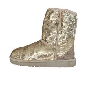 UGG Classic Short Sequin Bling Boots Insulated Size 8 Silver
